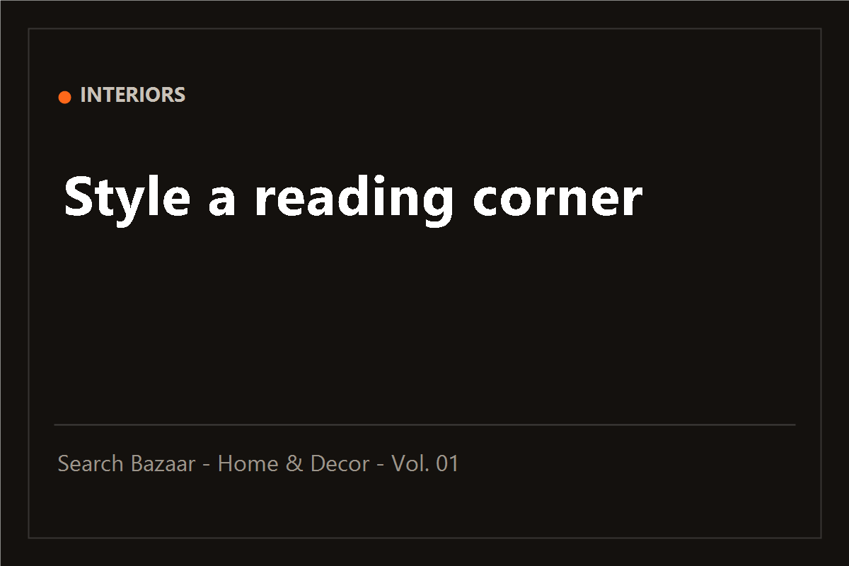 Typographic cover of the guide: Style a reading corner